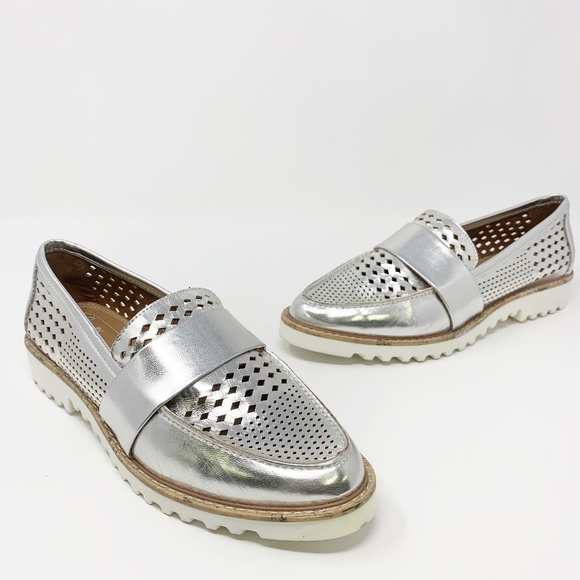 Crown Vintage Shoes - Crown Vintage Miaa Metallic Silver Loafers 7.5